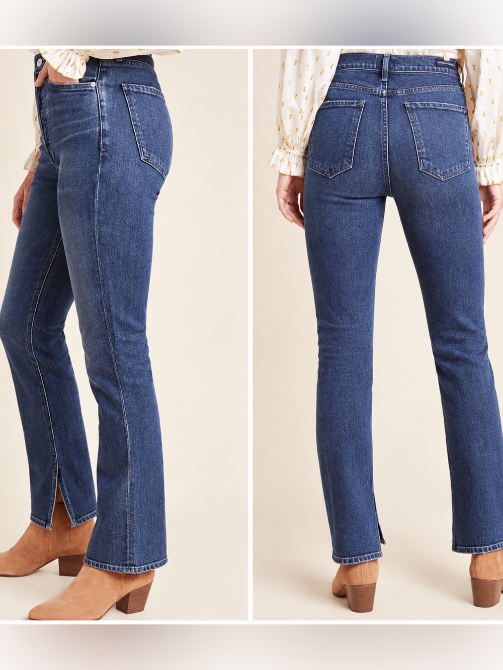 Citizens of Humanity Olivia High Rise Slim Jeans Split Hem Dark Wash 25 NWT